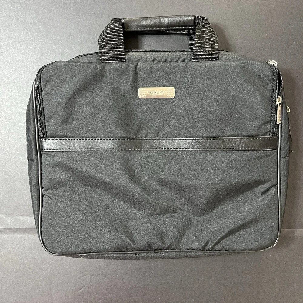 Kenneth Cole Reaction Brief Case Black Nylon Laptop Case 16x14 Double Zipper